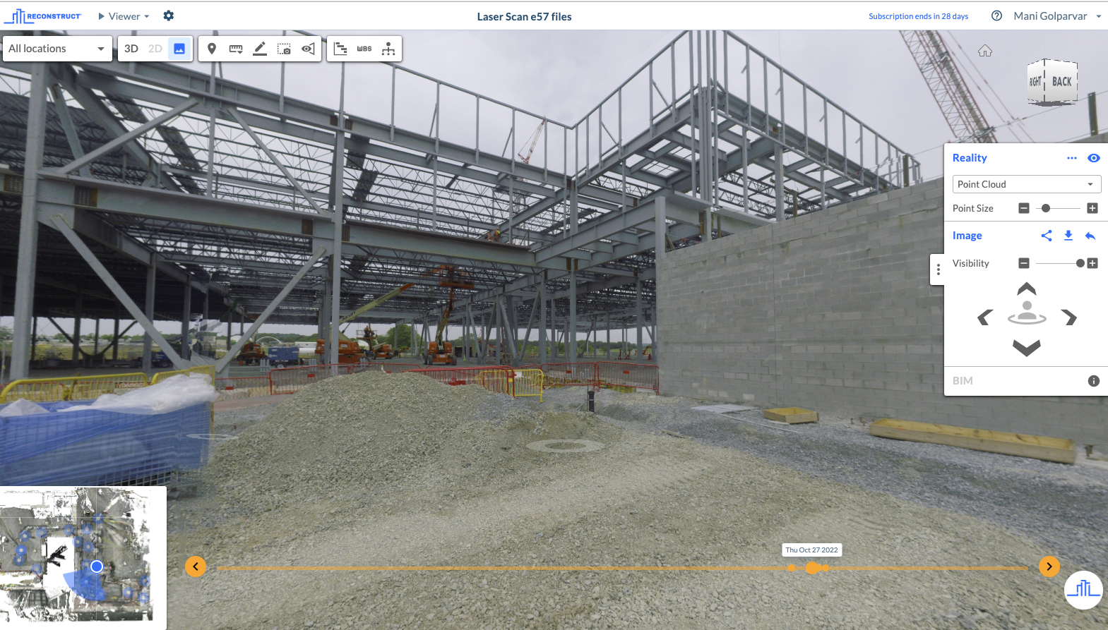 3d point cloud generated from laser scan of job site 